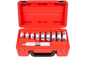 Jiimee 10pcs Bearing Race and Seal Driver Set, Bearing Press Kit with 1pc Driver Handle and 9pcs Disk Adapters for Mounting Automotive Wheel Hubs