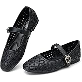 Trary Mary Jane Shoes Women, Hollow Flats for Women, Ballet Flats Shoes Round Toe Mary Jane Flats, Ankle Strap Flats Shoes Dressy Comfortable
