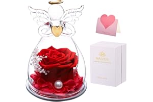 WALFITE Valentines Day Gifts for Her,Preserved Angel Rose,Valentines Day Gifts for Women,Angel Rose,Flowers for Mom,Gifts for Women,Unique Gifts,Angel Rose Gifts,Mothers Gifts from (Red)