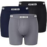 CHOHB Men's Underwear Micro Modal 3 Pack Boxer Briefs Open Fly