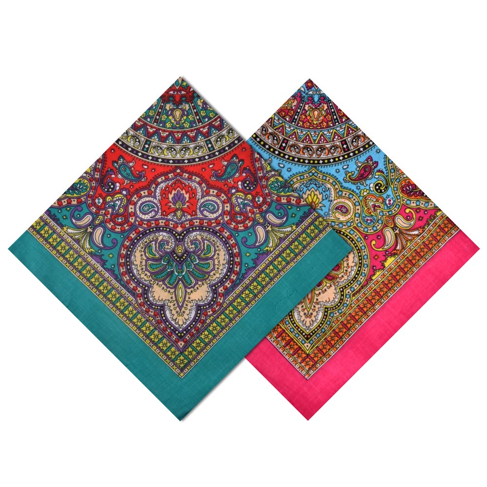 6 Pack 100% Cotton Bandanas Cute Square Handkerchiefs,A