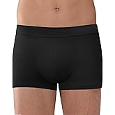 REELINDRY Men's Incontinence Underwear Washable 2.3 oz Absorbency Leak Proof Boxer Briefs Senior Bladder Control Cotton 1 Pack (Black, L)