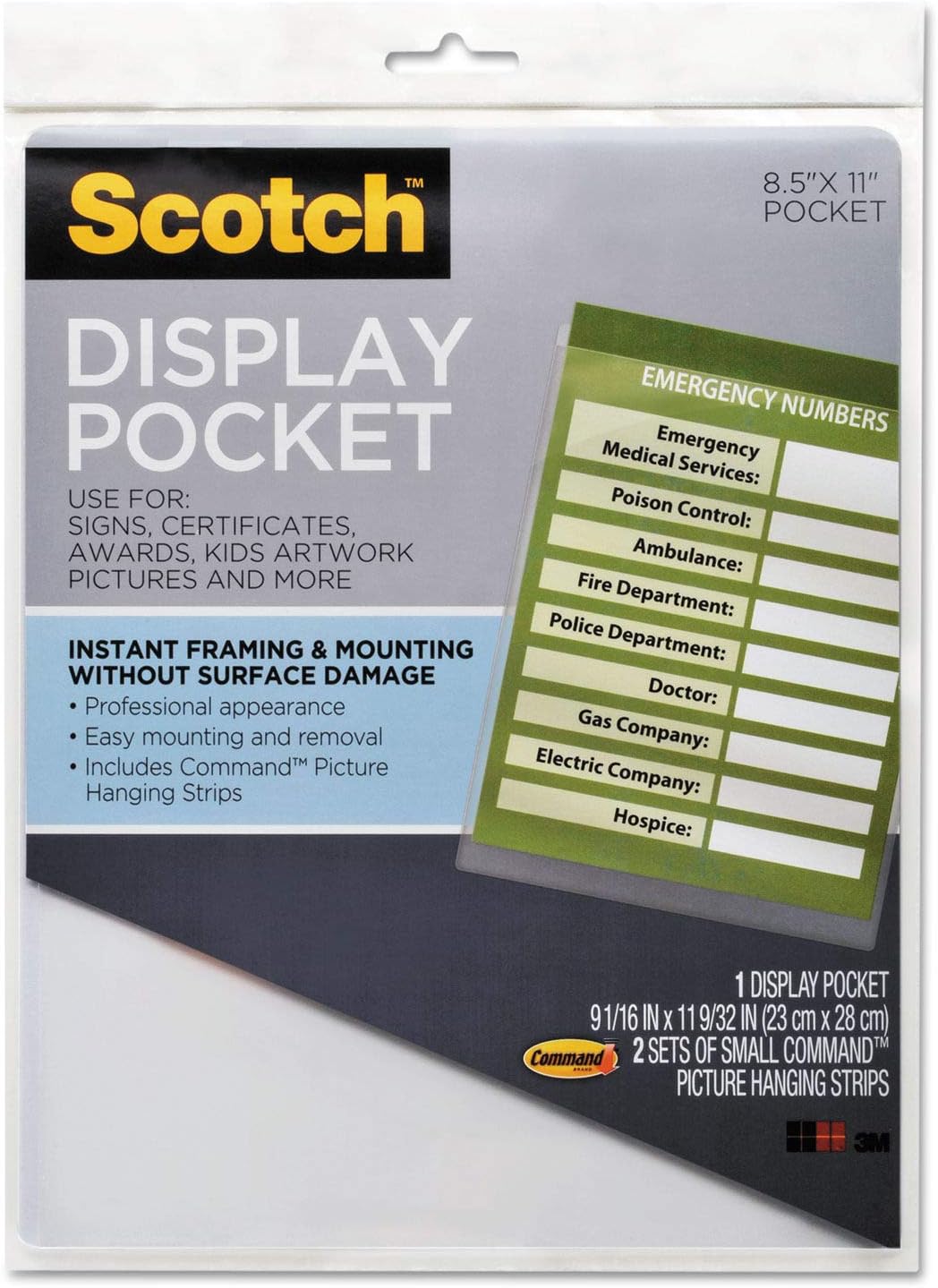 Display Pocket, Removable Interlocking Fasteners, Plastic, 8-1/2 x 11, Clear, Sold as 1 Each, 6PACK, Total 6 Each : Office Products