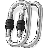 Heavy Duty - 4.3 Inch Locking Carabiner Clip, Large & Extra Large Sizes, Steel Oval Carabiner, Hammock Hooks