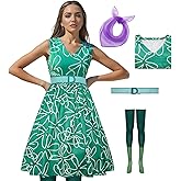 Adult Green Costume Dress Cosplay Halloween Outfit 4Pcs Set for Women