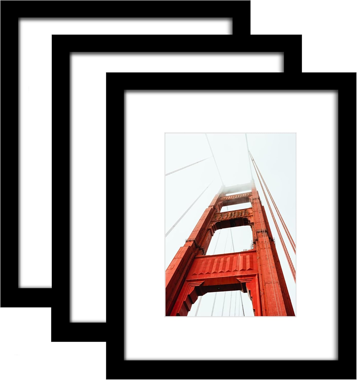 Photo Albums, Frames & Accessories - Wiscet 8x10 Picture Frame Set of 3, Display Pictures 5x7 with Mat or 8 x 10 Without Mat, Photo Frame for Wall Mounting or Tabletop Display, Black