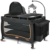 Pamo Babe 6 in 1 Baby Pack and Play with Bassinet - One-Step Setup Travel Crib, Small Portable Playpen for Babies, Portable Baby Bassinet, Changing Table, Toys Bar &amp; Extra Large Storage Bag