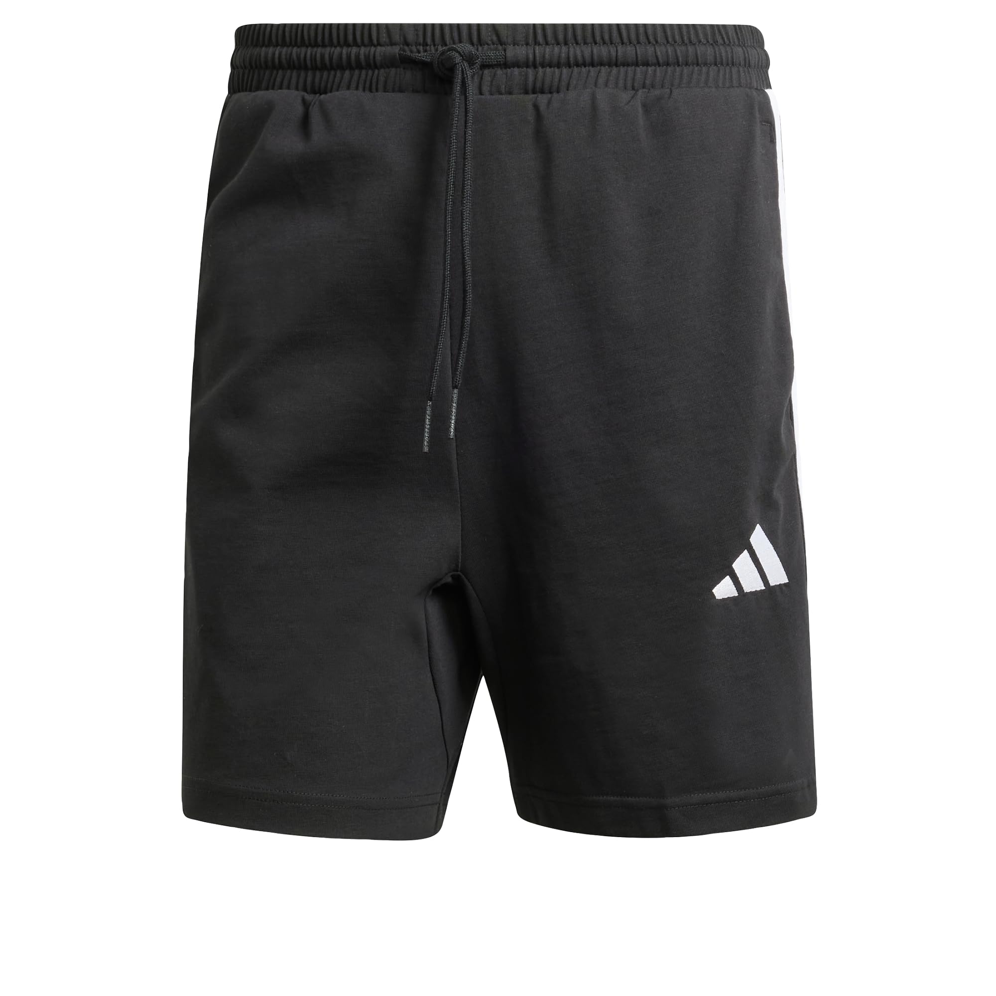 adidas Men's Essential Three Stripes Single Jersey Short 7IN, Black/White, L