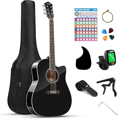 Moukey Acoustic Guitar Full Size 41 Inch Cutaway Beginner Kit with Accessories