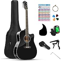 Moukey 41" Acoustic Guitar for Beginner Adult Teen, Full Size Guitarra Acustica with Chord Poster, Gig Bag, Tuner, Picks, Str