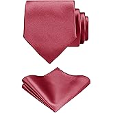 Forony Solid Ties for Men with Pocket Square Sets Mens Necktie Ties Formal Tuxedo Wedding
