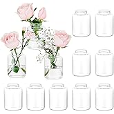 Hewory Small Bud Vases Set of 12: Clear Glass Vases for Flowers - Modern Bud Vase Bulk for Wedding Centerpieces Baby Shower Parties Rehearsal Dinner Table Decorations