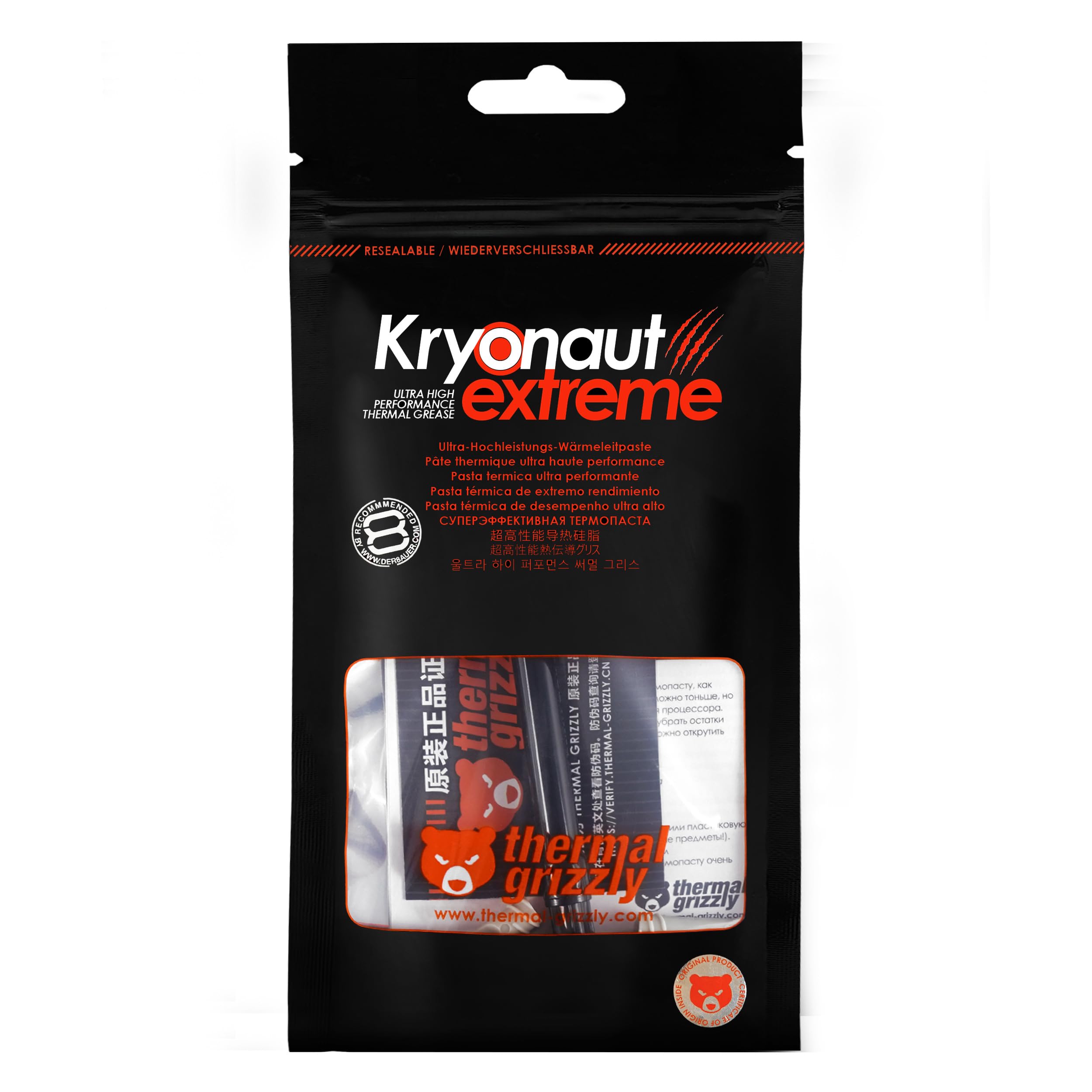 Thermal Grizzly Kryonaut Extreme - 2 Gram - Extremely High Performance Thermal Paste with 12 Cleaning Wipes 6 Wet & 6 Dry- for Maximum Thermal Conductivity While Overclocking CPU/GPU/PS4/PS5/Xbox