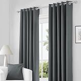 Rayyan Linen Ready Made Blackout Eyelet Ring Top Curtains Charcoal 46x54