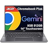 Acer Chromebook Plus 514 Laptop, 14" Touchscreen, Intel i3-N355, 8GB/512GB | FHD+, 8-Core, for Education, K12, Students & Bus