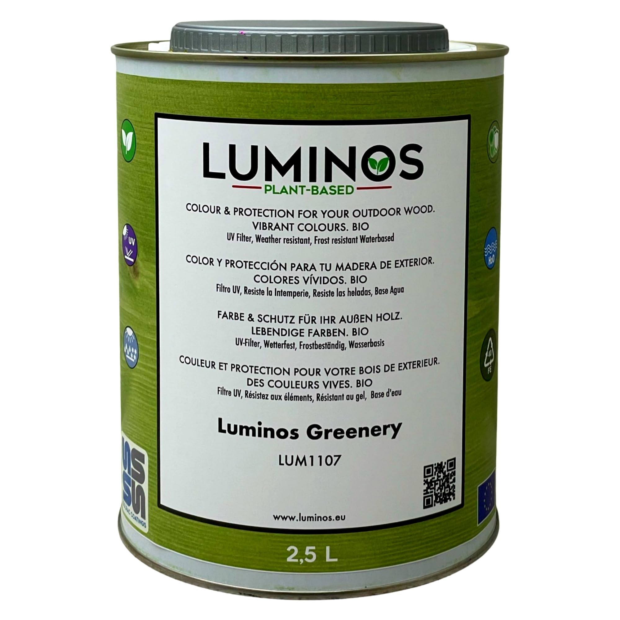 Luminos LUM1107 - Greenery- Water-Based Wood Stain Protector BIO - Green 2,5L