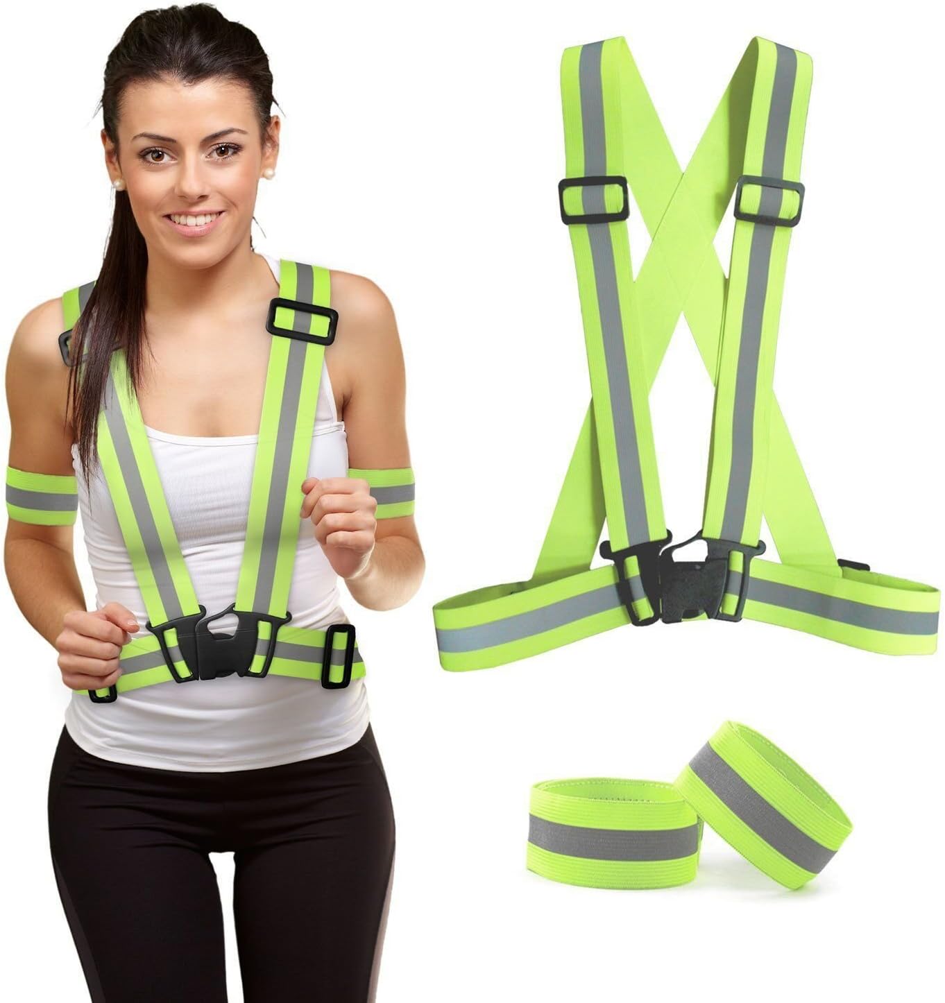 Echolife Cool and Safety Gear Adjustable Elastic Glowing Reflective Vest Jacket Belt for Running, Cycling, Jogging, Motorcycling, and Dog Walking
