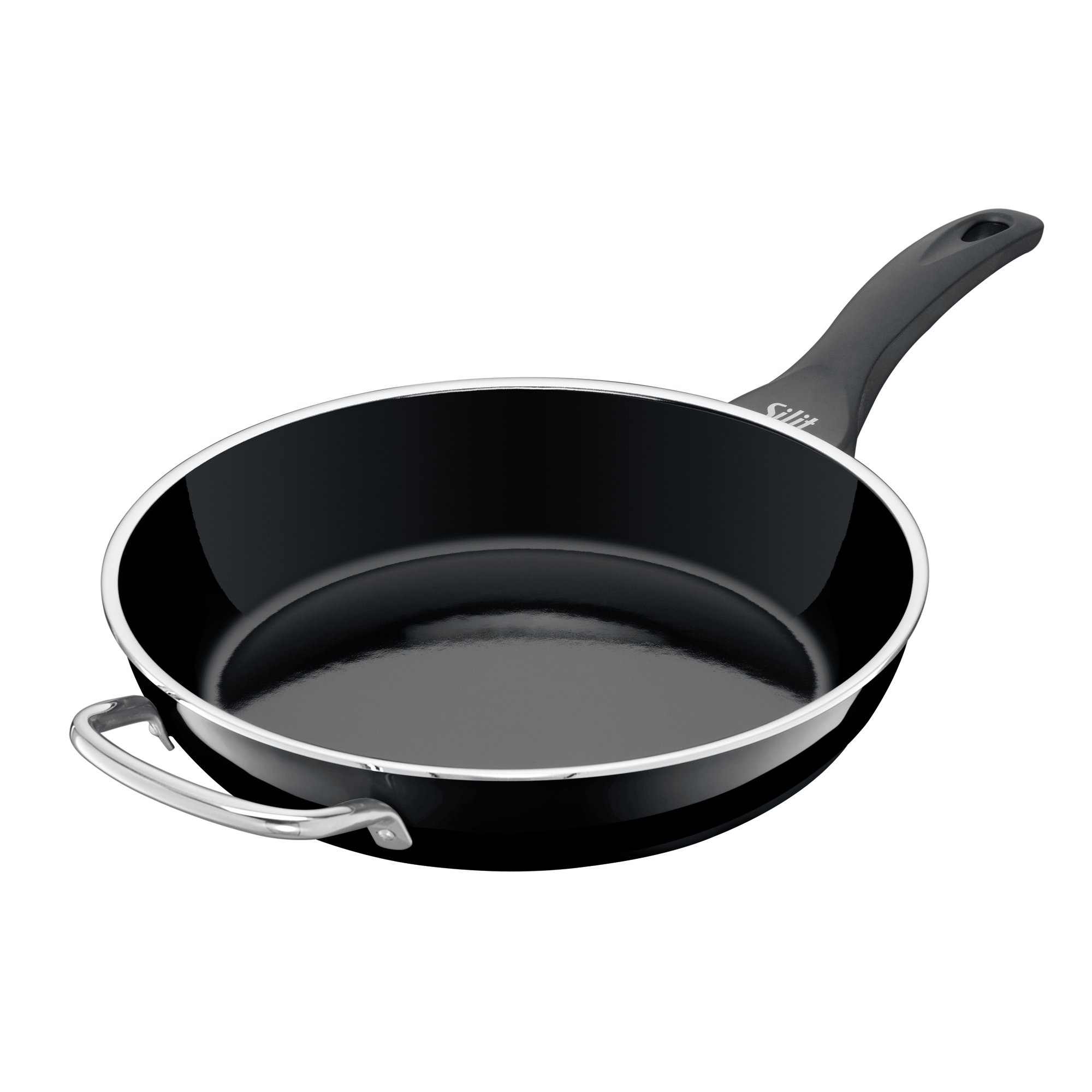 Silit 2110233152 Uncoated Professional with Flame Protection Silargan Functional Ceramic Frying Pan, Black, 28 cm