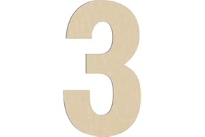 HILAZA 17 Inch Large Wooden Number 3, 1/4 in Thick Big Wood Letter for Wall Decor Crafts