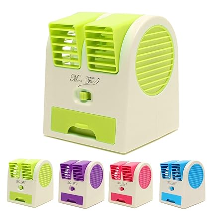 Ray (TM) Mini Small Fan Cooling Portable Desktop Dual Bladeless Air Conditioner with DC 5v USB Wire FREE