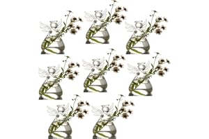 GENEDEY Angel Design Glass Vases Clear Flower Plant Terrarium Container Hanging Vase Wedding Decor Garden Ornaments Hanging Planter (Pack of 8)