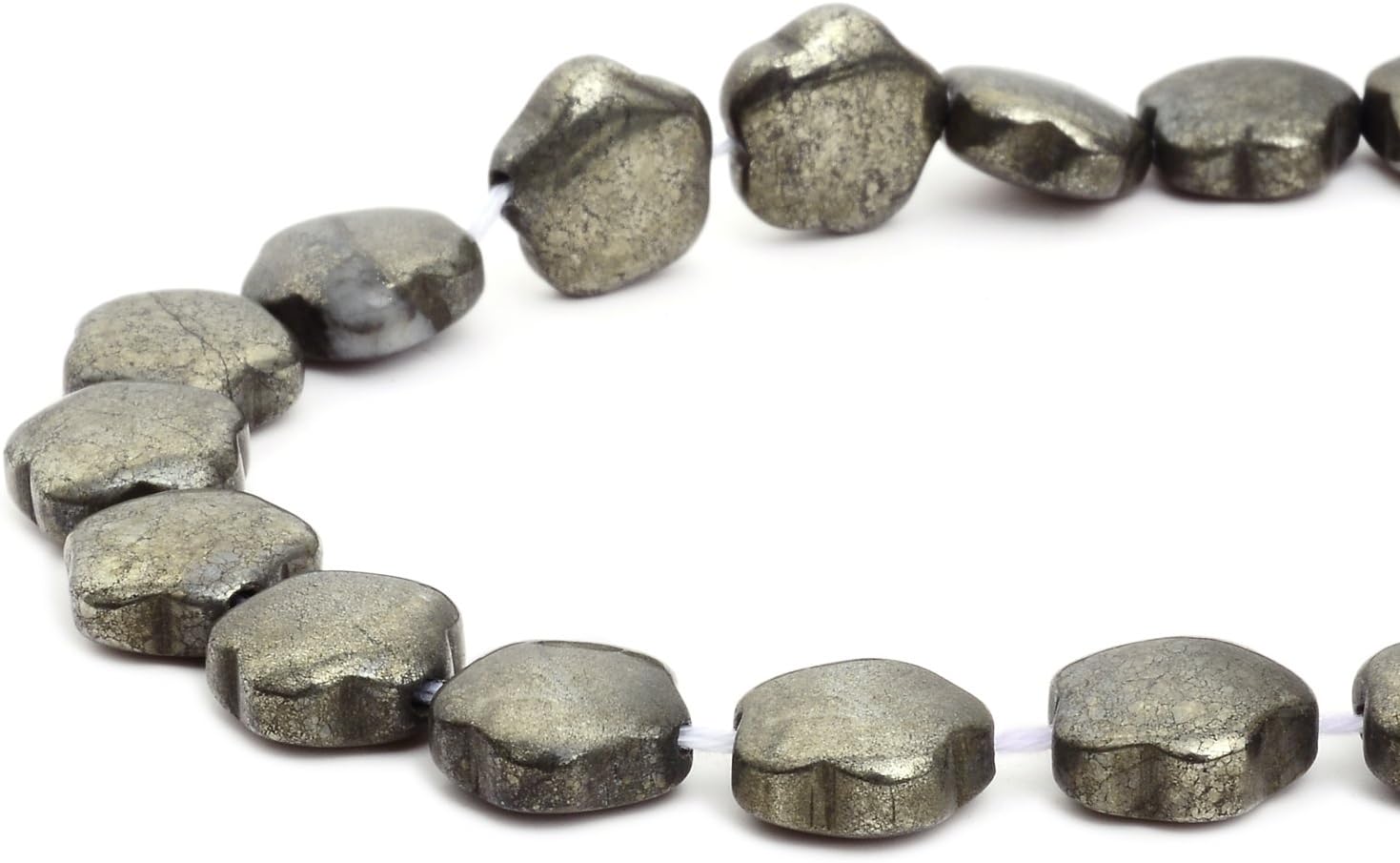RUBYCA Pyrite Gemstone Flower Shape Natural Loose Beads AAA Grade Jewellery Making 1 strand, 33pcs - Image 3