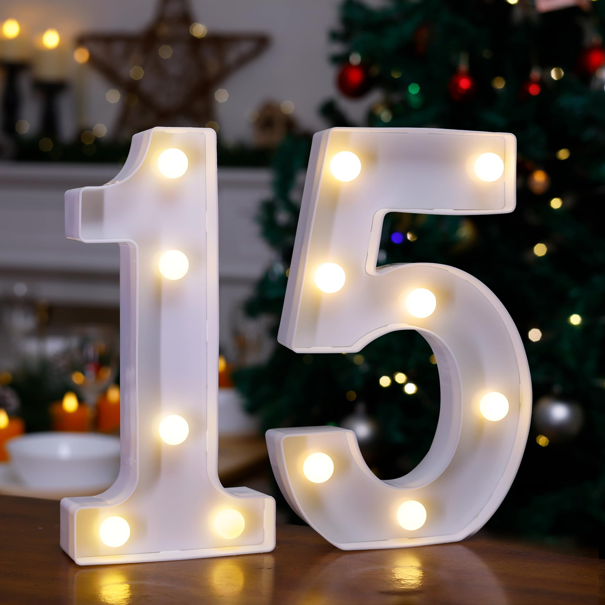 Photo 1 of 15th Birthday Decoration Light Up Letters, Battery Powered LED Numbers Marquee Number Sign for Sweet 15th Party Home Decor Night Light