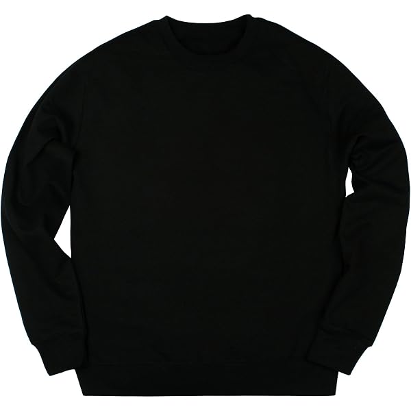 Plain Crew Neck Sweatshirt - Unprinted - Crewneck Long Sleeve Shirt / Sweat  - Black (XS) at Amazon Men's Clothing store