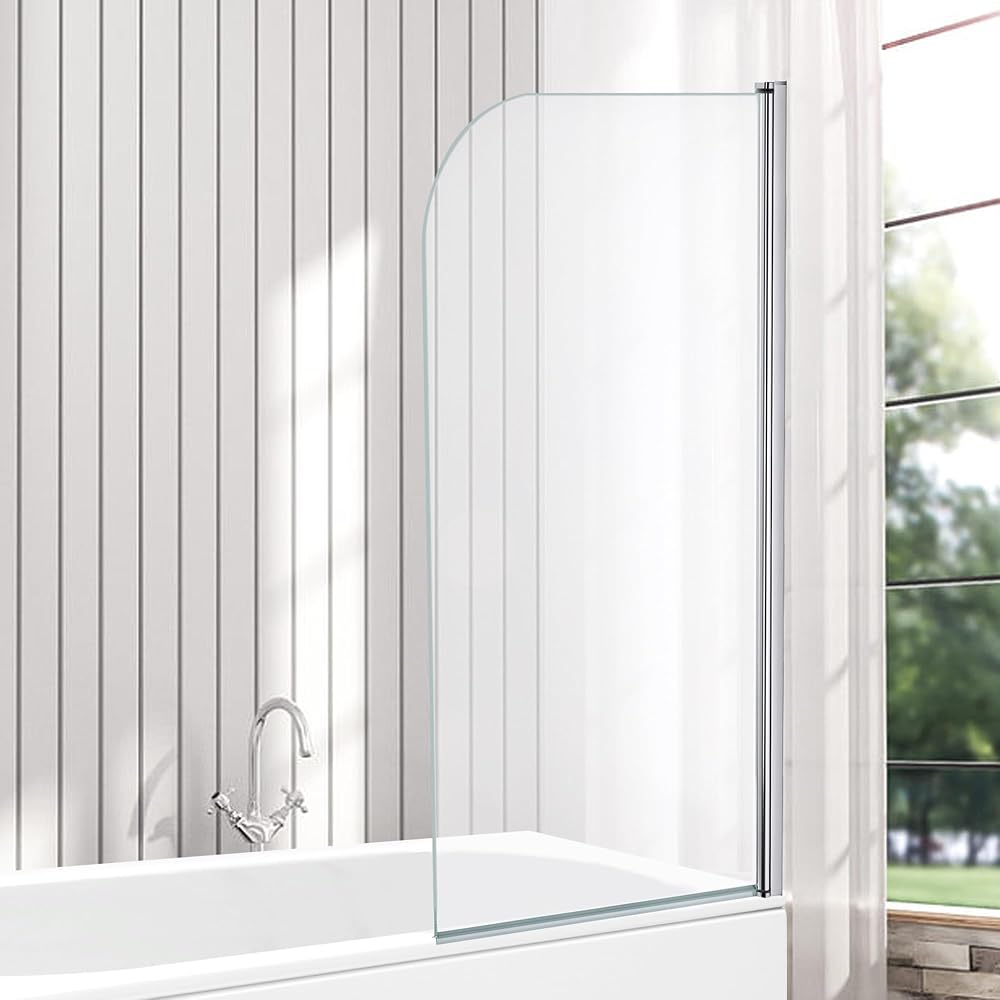 VeeBath Bath Screen Pivot 180° 6mm Toughened Glass 800x1400mm Jade Round