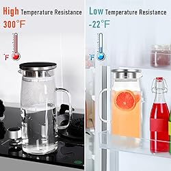 2 Pcs Glass Pitcher with Lid and Spout, Glass