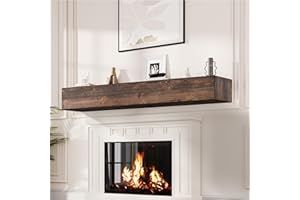 Weyderk Fireplace Mantel, Handcrafted Mantel Shelf for Over Fireplace, Wood Mantel with Invisible Heavy Duty Bracket, Wood Floating Shelves for Wall-Mounted, 72 Inch, American Brown