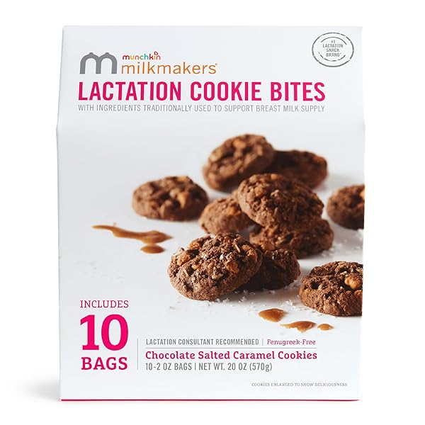 MUNCHKIN MILKMAKERS LACTATION COOKIE BITES, CHOCOLATE SALTED CARAMEL, 10 CT