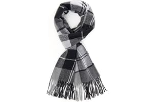 TAMOUKOC Men's Winter Scarf Warm Long Plaid Classic Tassel Scarf for Women