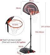 Yaheetech Portable Basketball Hoop Height Adjustable Freestanding Stand 217-277 view 3