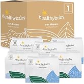 HealthyBaby Non-Toxic Diapers for Sensitive Skin - Size 1, 198 Count | EWG Verified &amp; Microbiome-Friendly. Made with organic cotton &amp; plant-derived materials. 12-hour leak protection. TCF.
