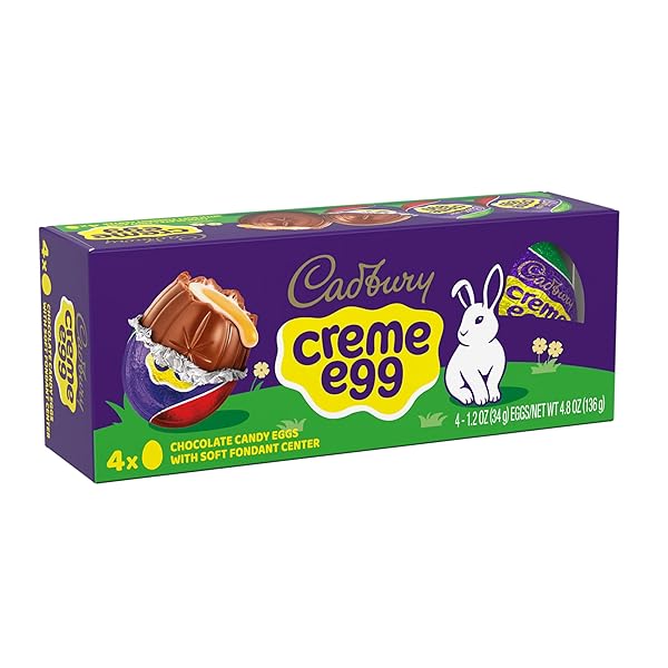 CADBURY CREME EGG CHOCOLATE WITH FONDANT, EASTER CANDY EGGS, 1.2 OZ (4 COUNT)
