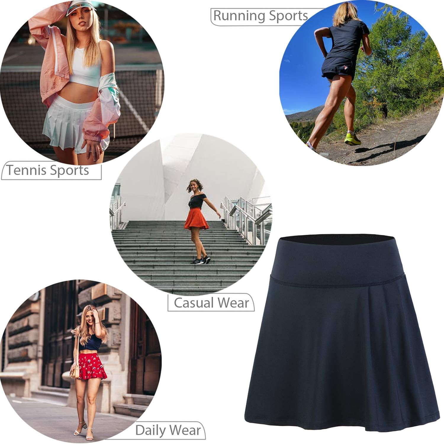 Xioker Women Athletic Skirts for Tennis Lightweight, Golf Skorts with Pockets&Active Running Skirts : Clothing