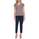 Tommy Hilfiger Womens V-Neck Flutter Sleeve Blouse
