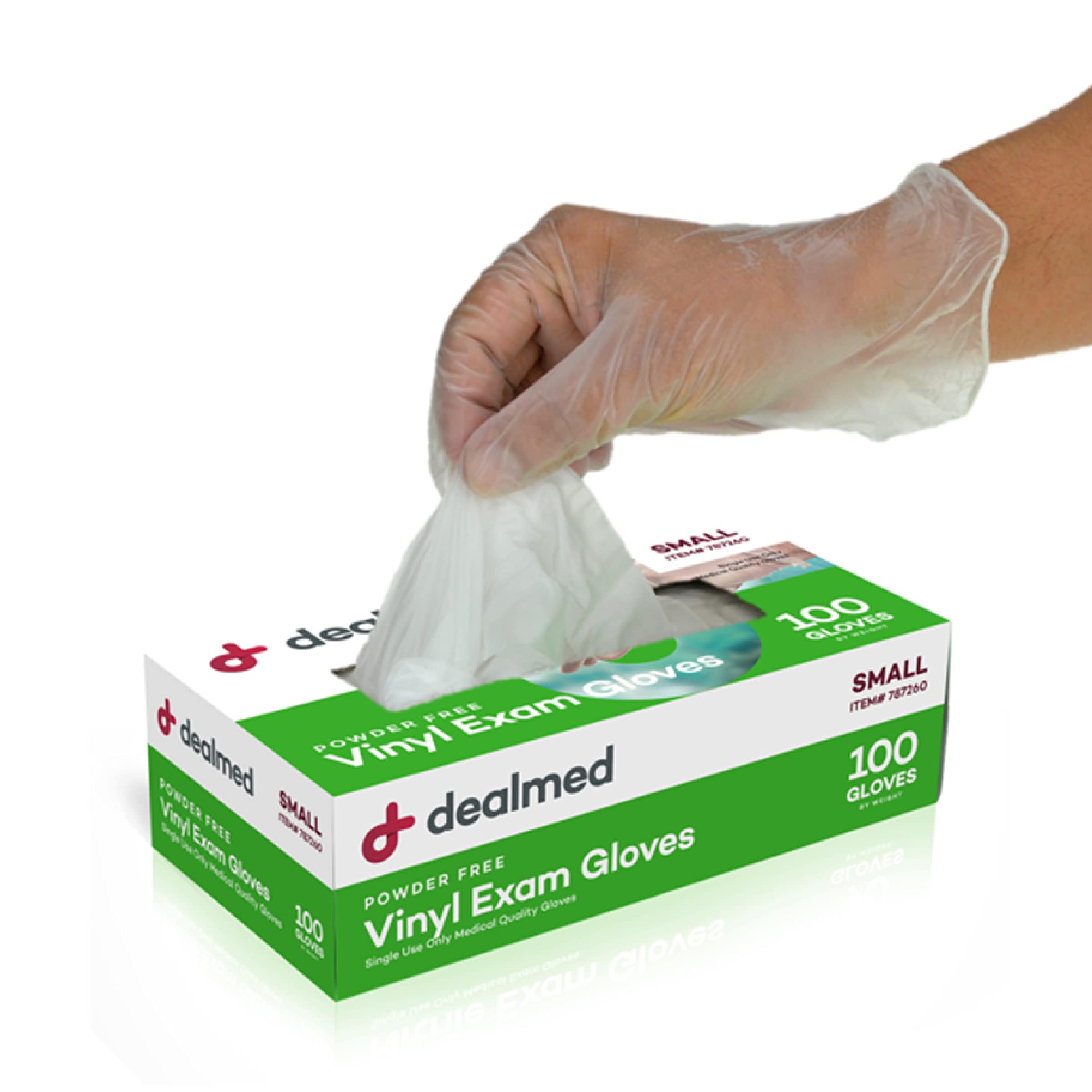 Photo 1 of Dealmed Vinyl Exam Gloves – 100 ct. Small Medical Gloves, Disposable Gloves, Non-Irritating Latex Free Gloves for a First Aid Kit and Medical Facilities