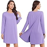 Deyeek Hospital Gowns for Women Open Back Tear Away Post Surgery Dress Long Sleeve with Shoulder Snaps Adaptive Nightgowns