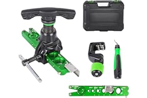 Bonvoisin Flaring Tool Kit 1/4”-3/4” HVAC Single Flare Tool 45° 45° Eccentric Tube Flaring Tool with Pipe Cutter for Copper Aluminum Tubing (5 in 1 Kit)