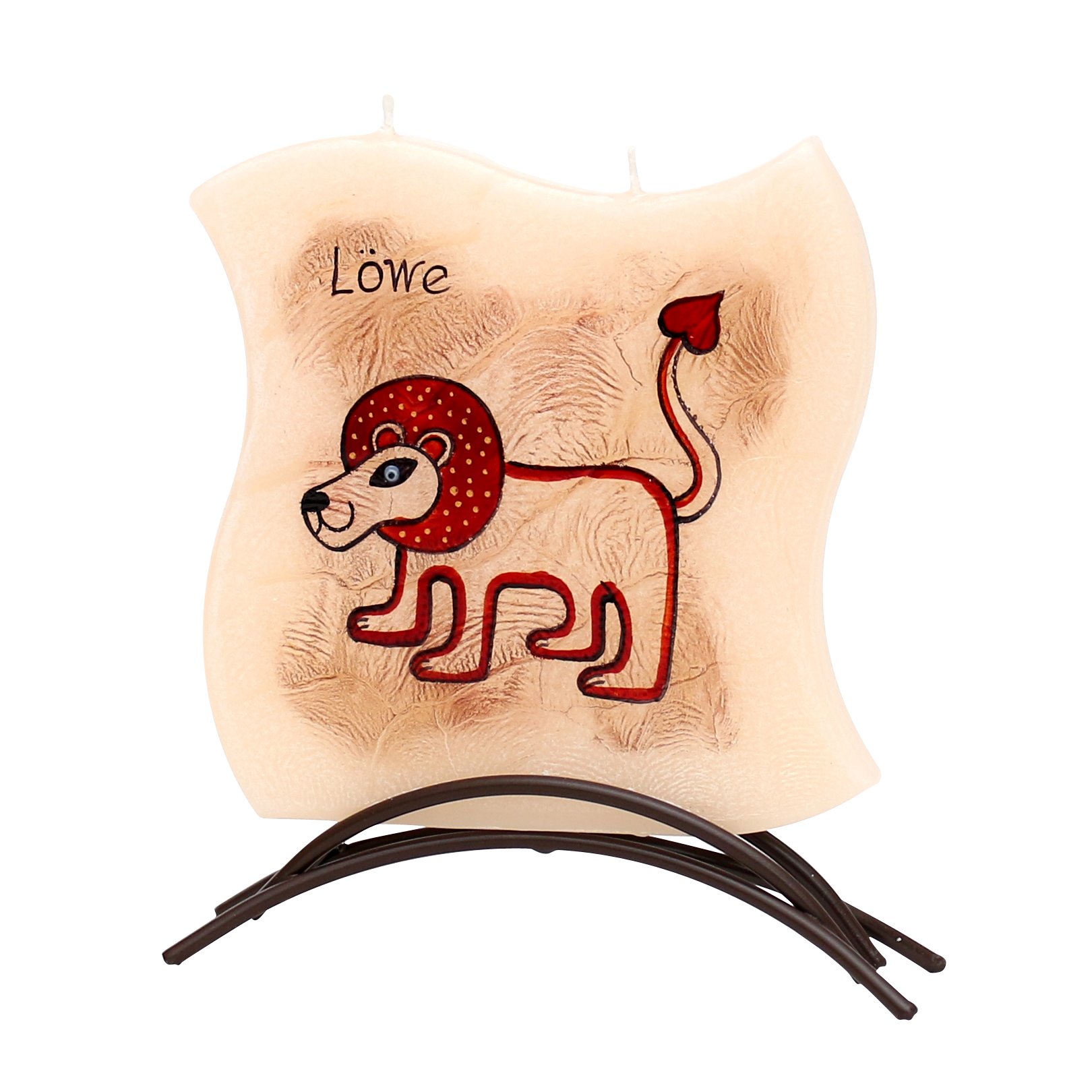 Dekohelden24 Zodiac Sign Leo High-Quality Flat Candle with Metal Stand 16 x 16 cm — image 1