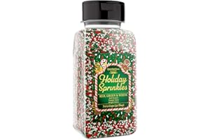 Unpretentious Holiday Sprinkles, Perfect for Christmas Festivities, Multi-Use Shaker Bottle, Dessert Decorating (12 Ounce)