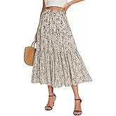 materasu Women Flowy Maxi Skirt Summer Pleated High Waisted Casual Long Skirts