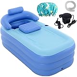 Inflatable Adult Bath Tub with Electric Air Pump, Free-Standing Blow Up Bathtub with Foldable Portable Feature High-Density P