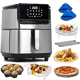 Yedi Evolution Air Fryer, 6.8 Quart, Stainless-Steel Finish, Ceramic Cooking Basket, with Deluxe Accessory Kit and Recipe Book
