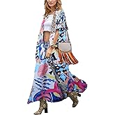 Over Sized Kimonos Women's Geometry Print Rayon Kimonos for Summer Loose Open Front Soft Long Bird