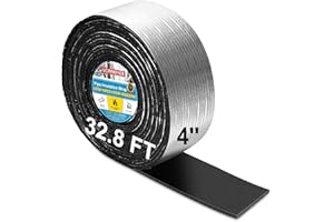 Extra Wide Pipe Insulation Wrap 4" x 32.8 Ft, Self Adhesive Foam and Foil Tape for Winter Freeze Protection, AC Line Insulati