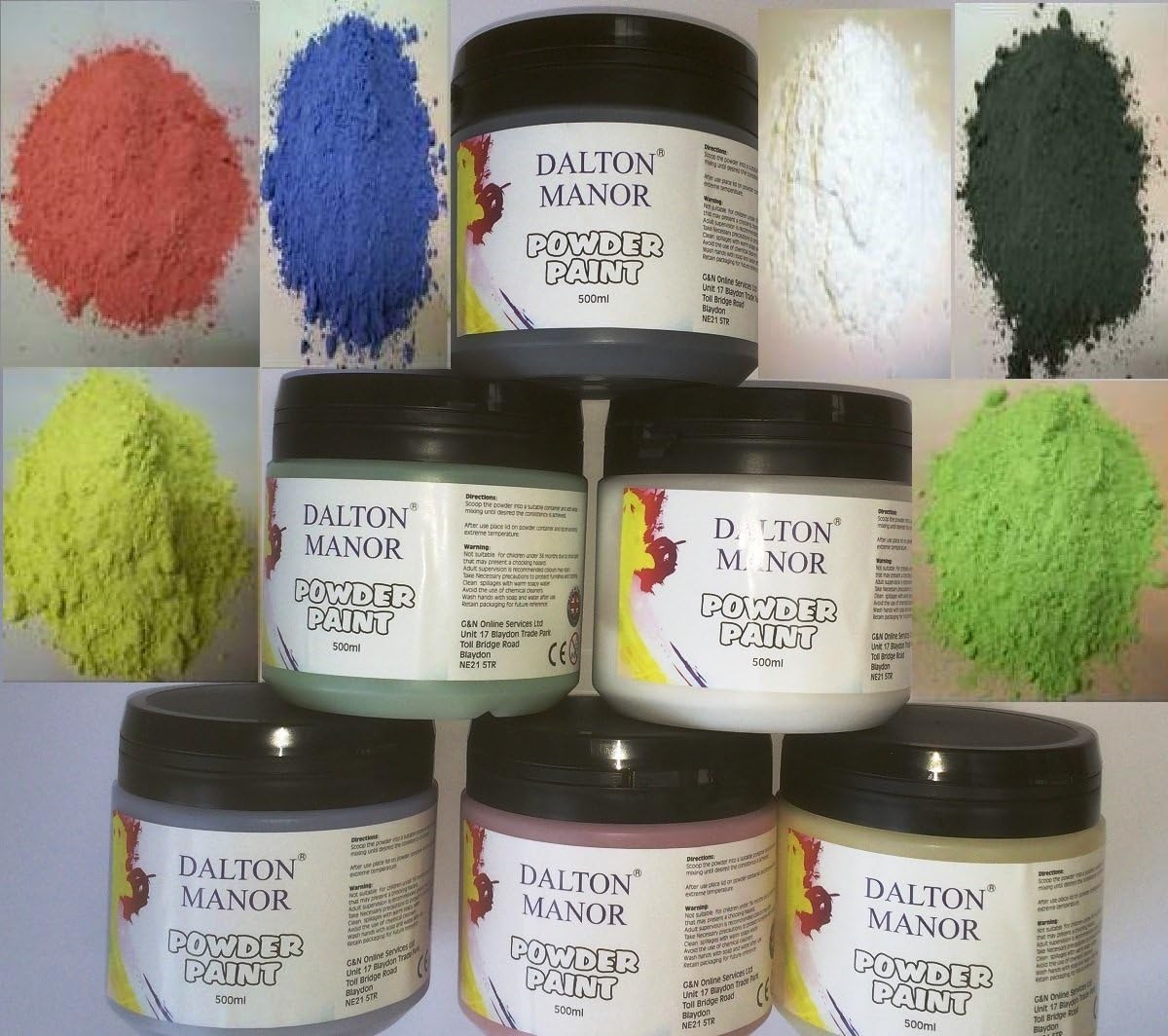 DALTON MANOR 6 X 500GM (3KG) STANDARD COLOUR ASSORTED COLOUR POWDER PAINT