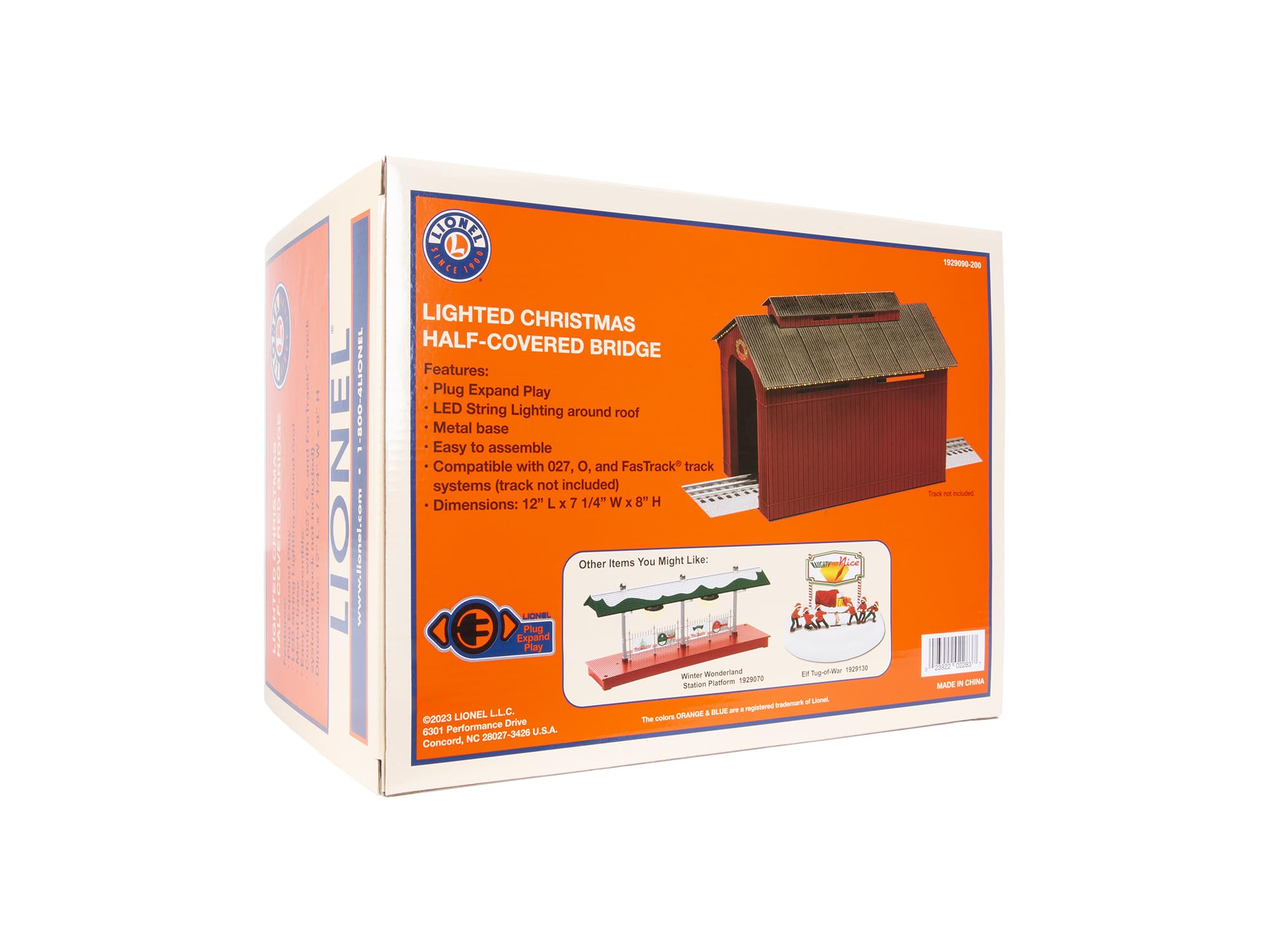 Lionel Christmas, Electric O Gauge Model Train Accessories, Lighted Christmas Half Covered Bridge (1929090)